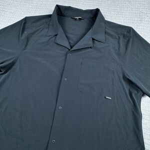 Legends‎ Chief Camp Collar Shirt Men XL Black Button Performance Stretch Loose